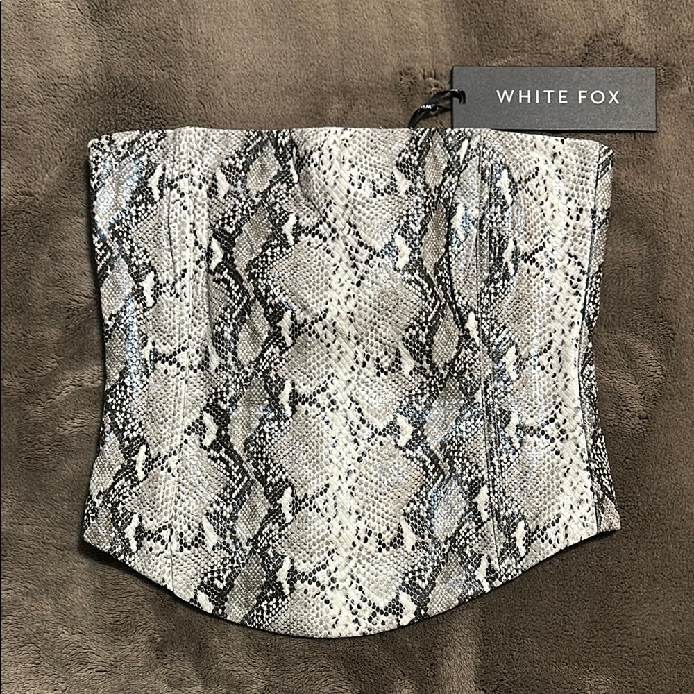 White Fox Snake Print Corset Top